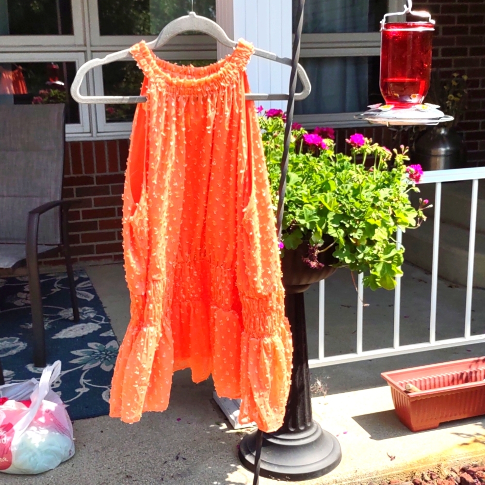 Tangerine/peach flirty blouse,Cato, 18/20 worn once